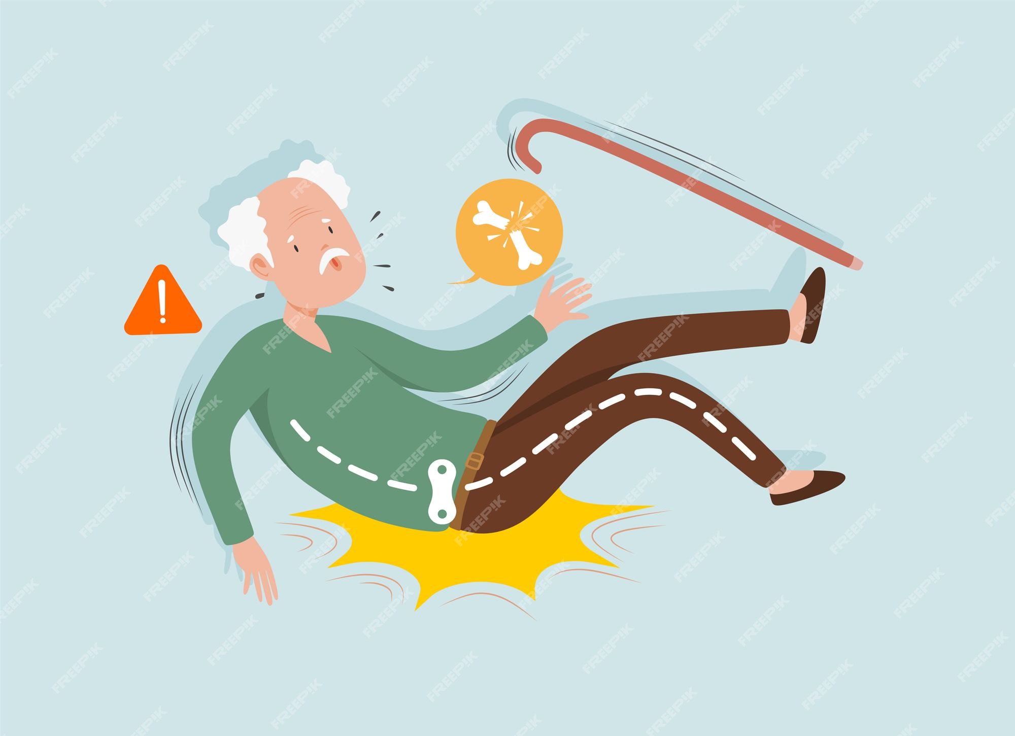 Premium Vector | Old man falling down and get bone fracture cartoon character Premium Vector | Old man falling down and get bone fracture cartoon character