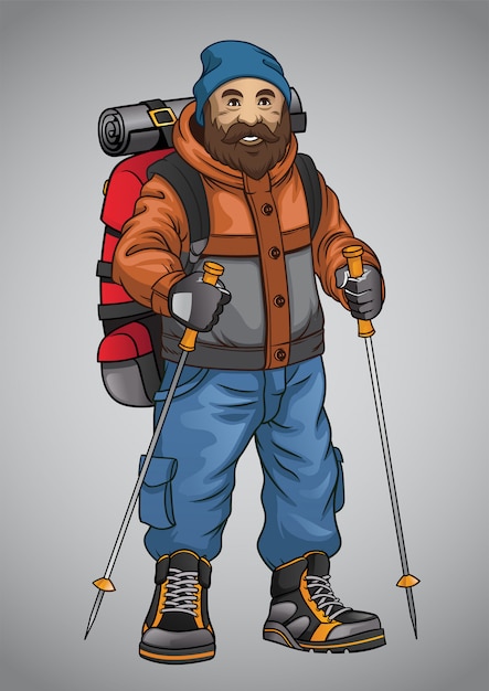 Old man hiker adventurer