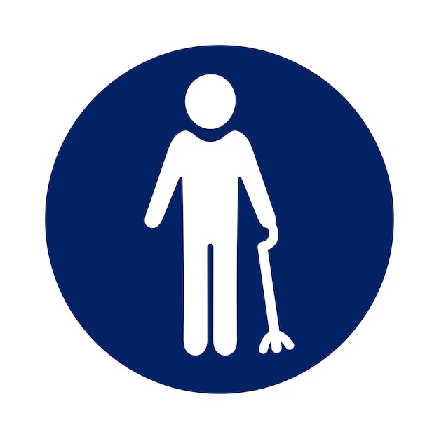 Vector old man icon deep blue