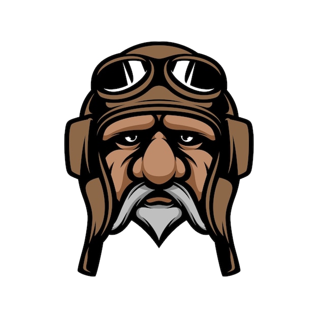 Old Man Pilot Mascot Logo Design Vector