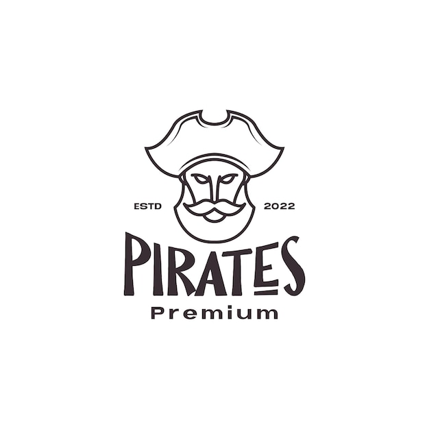 Old man pirate bearded mustache vintage logo design