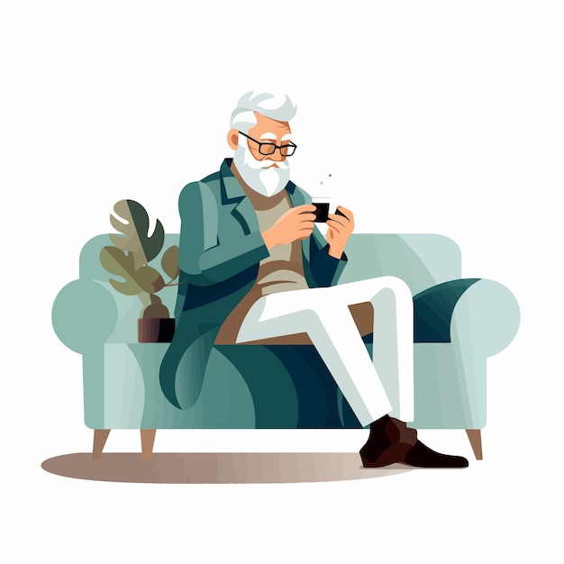 old man with phone