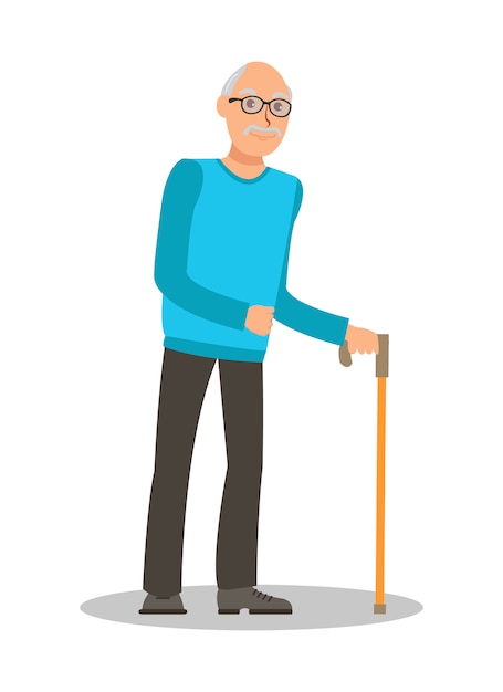 Old Man with Walking Cane