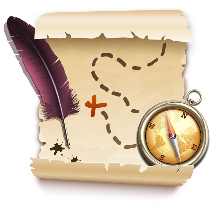 Vector old map with a compass illustration
