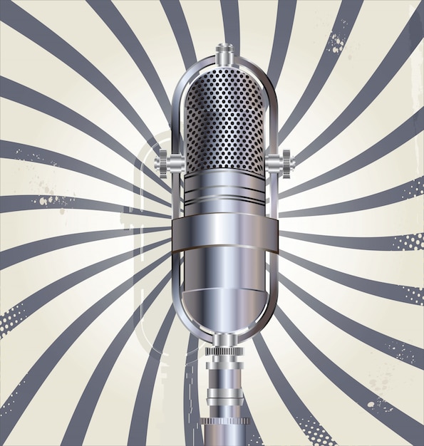 Vector old microphone retro background