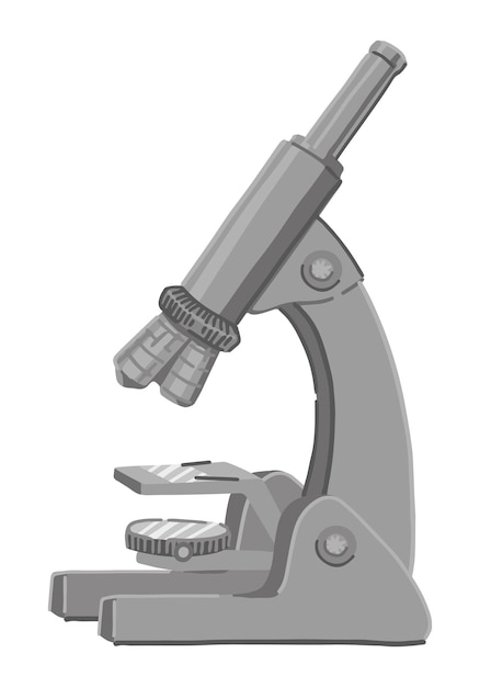 古い顕微鏡落書き化学または生物学機器教育研究室ツール クリップ アート漫画スタイルのベクトル図を白で隔離