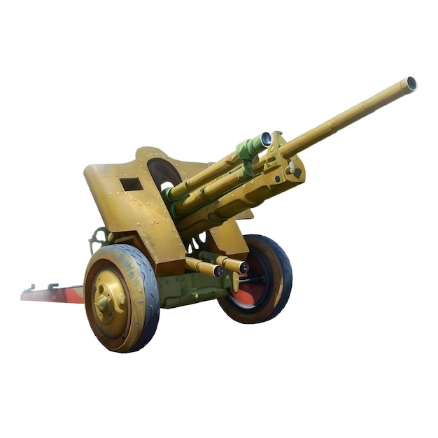 Vector old military gun on wheels