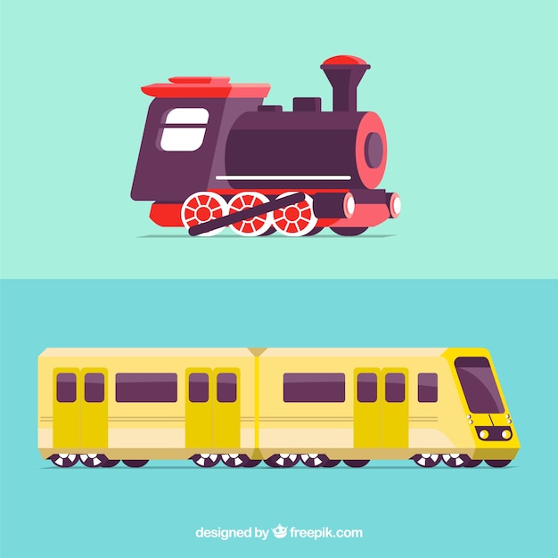 Design vecchio e moderno del treno