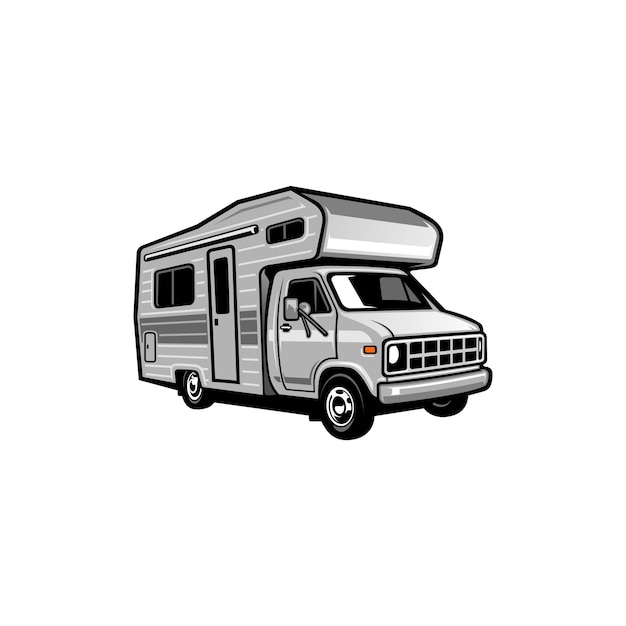 Old motor home  snail camper  retro camper van  rv illustration vector isolated