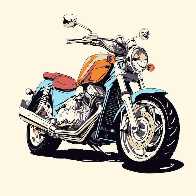 Vector old motorbike illustration with pop art style