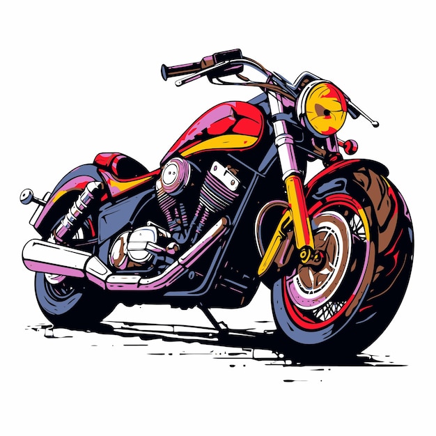 Old motorbike illustration with pop art style