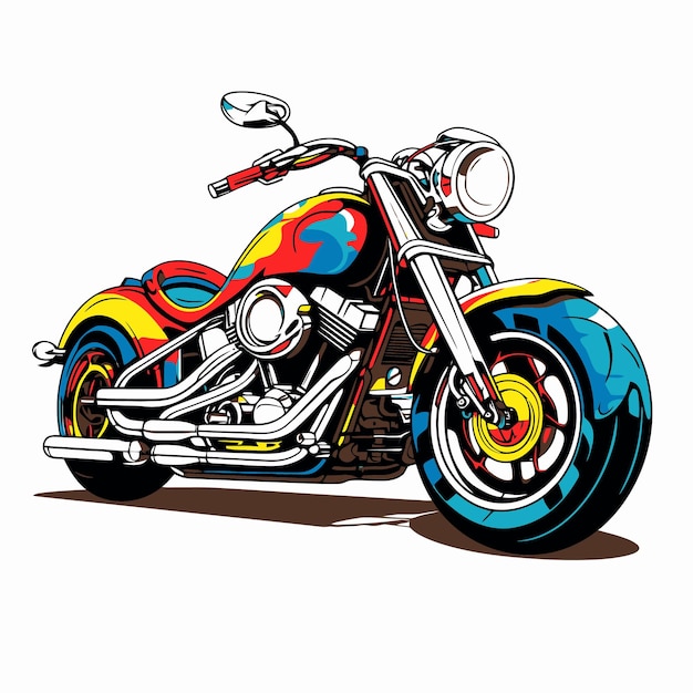 Old motorbike illustration with pop art style