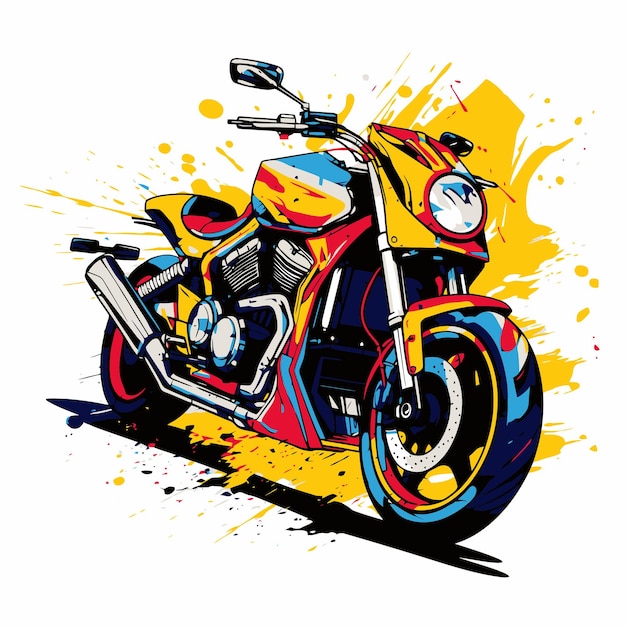 Old motorbike illustration with pop art style