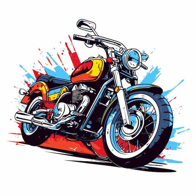 Old motorbike illustration with pop art style