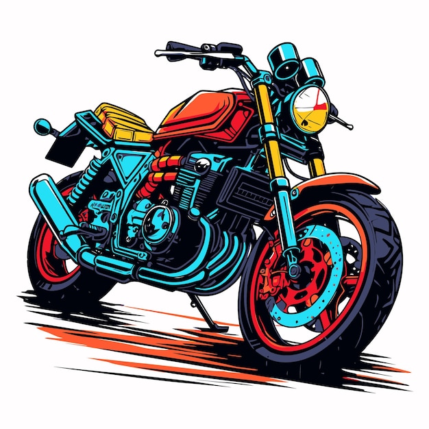 Old motorbike illustration with pop art style