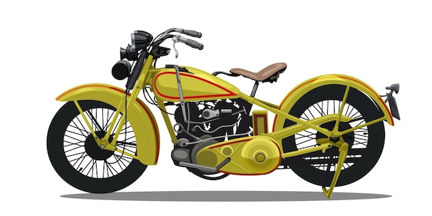 Old motorbike yellow color vector isolated on white background for background design