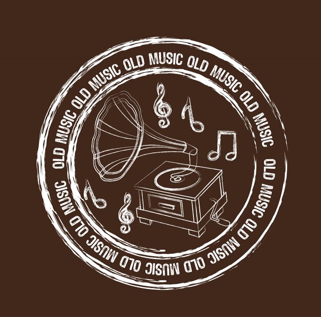 Vector old music stamp isolated over brown background vector