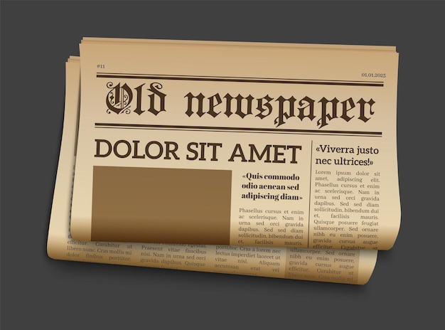 Old newspaper mockup retro newsprint page vector realistic old news template