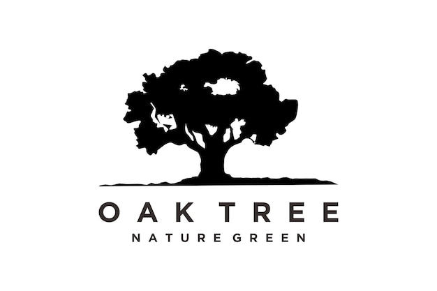 Old Oak Maple Tree Silhouette Residentieel landschap vintage logo-ontwerp