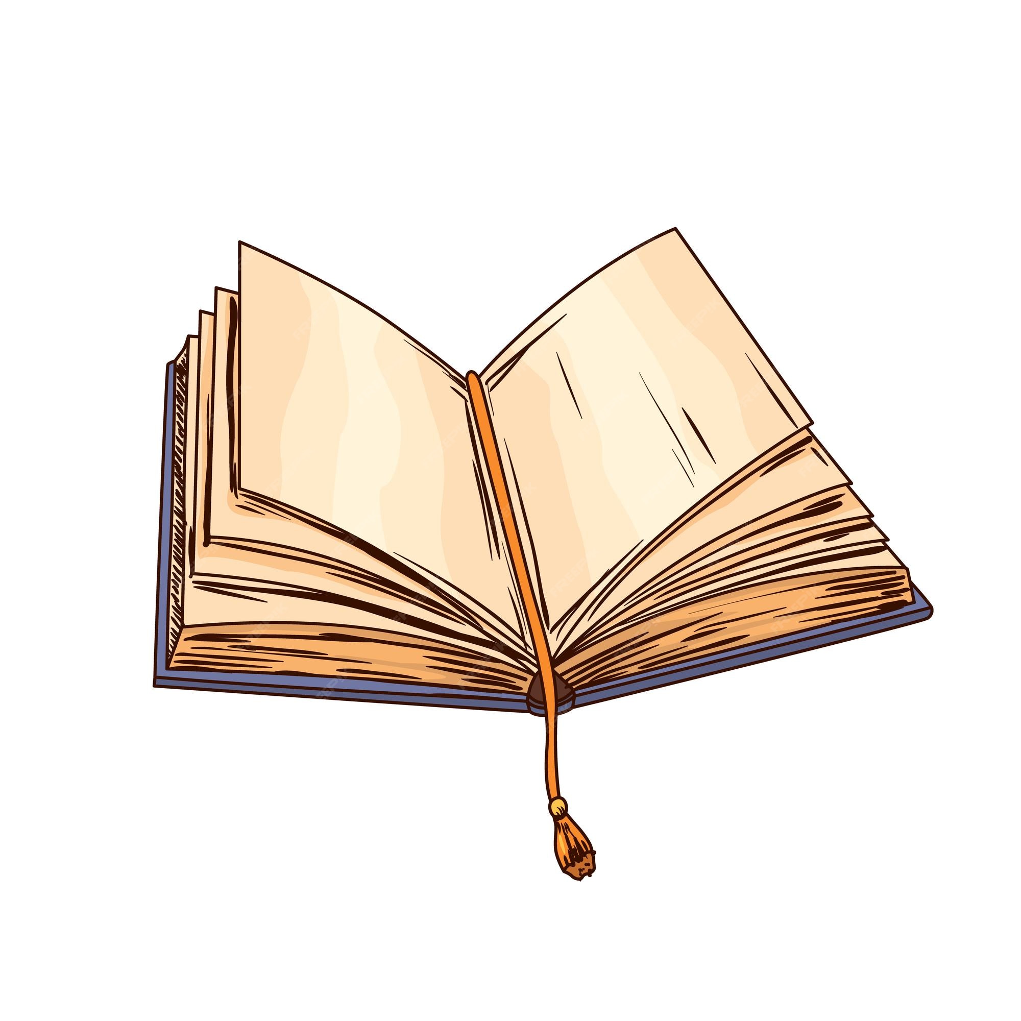 Sketch - open book with bookmark Royalty Free Vector Image