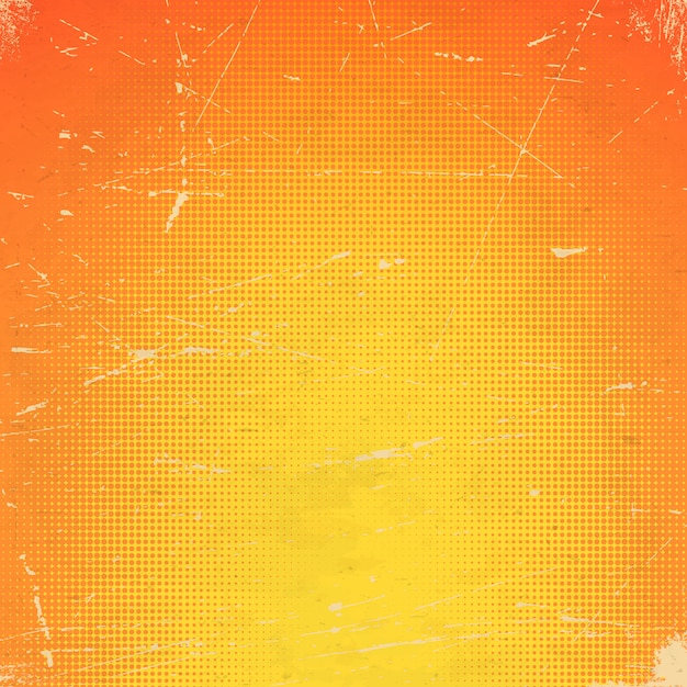 Old orange scratched card with halftone gradient