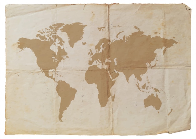 Vector old paper with world map