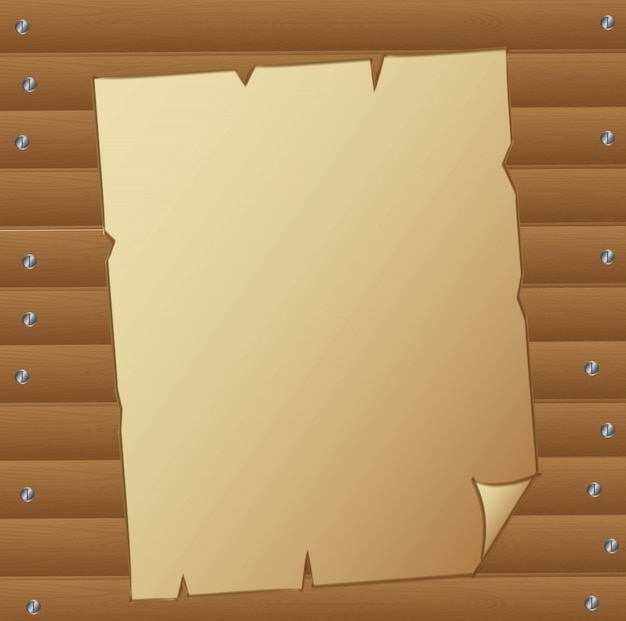 Vector old paper over wooden background vector illustration