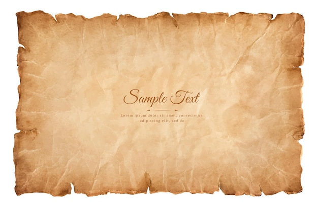 Старый лист пергаментной бумаги винтажный в возрасте или текстура изолирована на белом фоне.