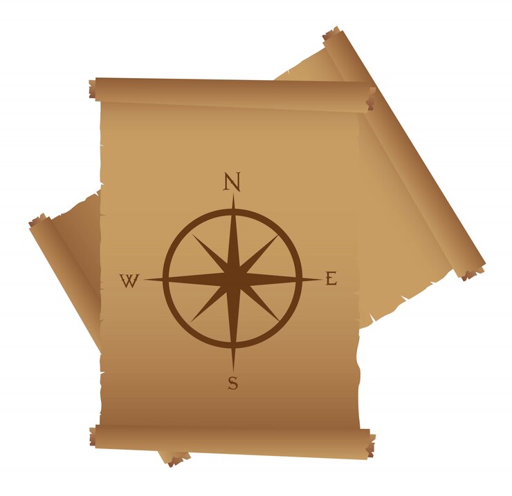 Vector old parchment with compass rose vector illustration
