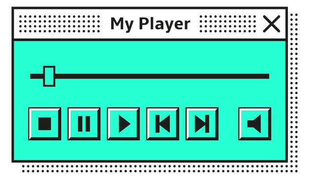 벡터 색 배경에 고립 된 레트로 스타일의 오래된 pc 미디어 플레이어 창