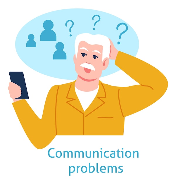 Old people communication problem Senior age poster