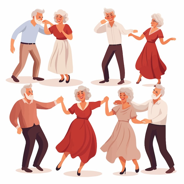 Vector old people dancing