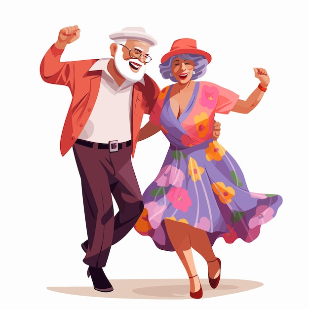 Vector old people dancing