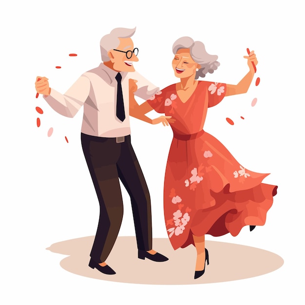 Vector old people dancing