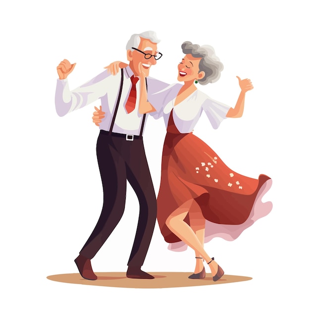 Vector old people dancing