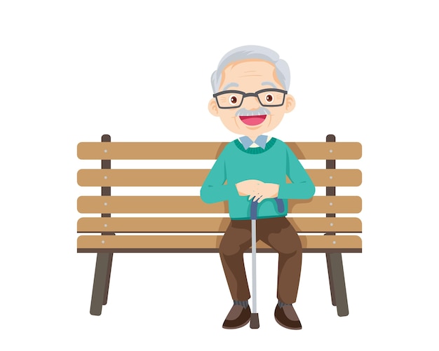 Old people elderly man sitting on bench