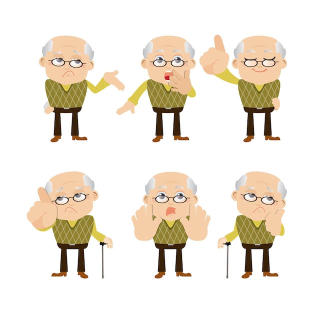 Vector old people set