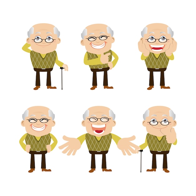 Vector old people set