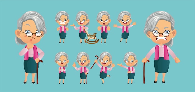 Old person with different poses.