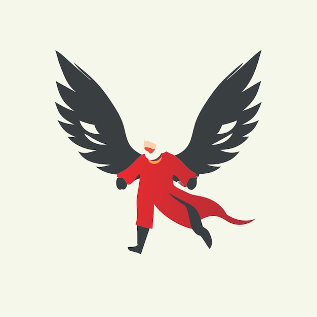 old person with wings flying vector illustration