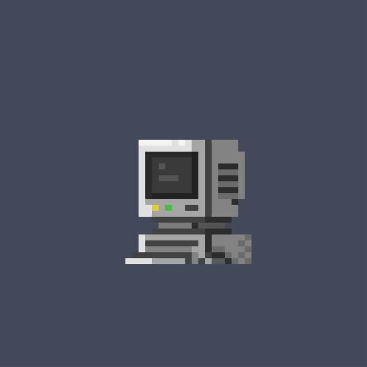 Vector old personal computer in pixel style