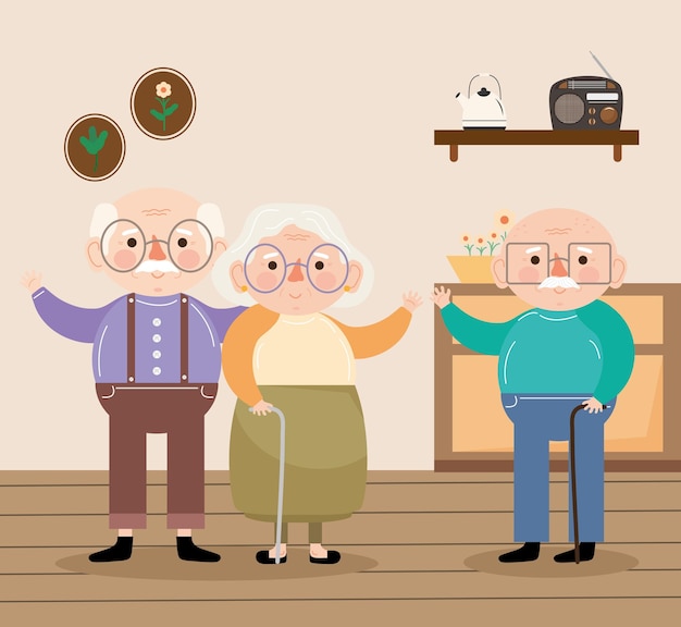 Old persons in house