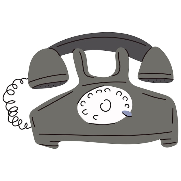 Vecchia illustrazione del fumetto di vettore del telefono isolata su sfondo bianco