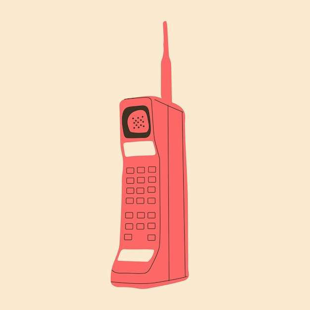 Old phone with antenna.Vector in cartoon style. All elements are isolated