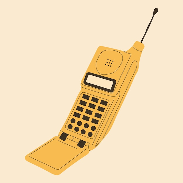 Old phone with antenna.vector in cartoon style. all elements are isolated