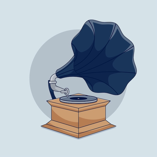 Old phonograph device vector
