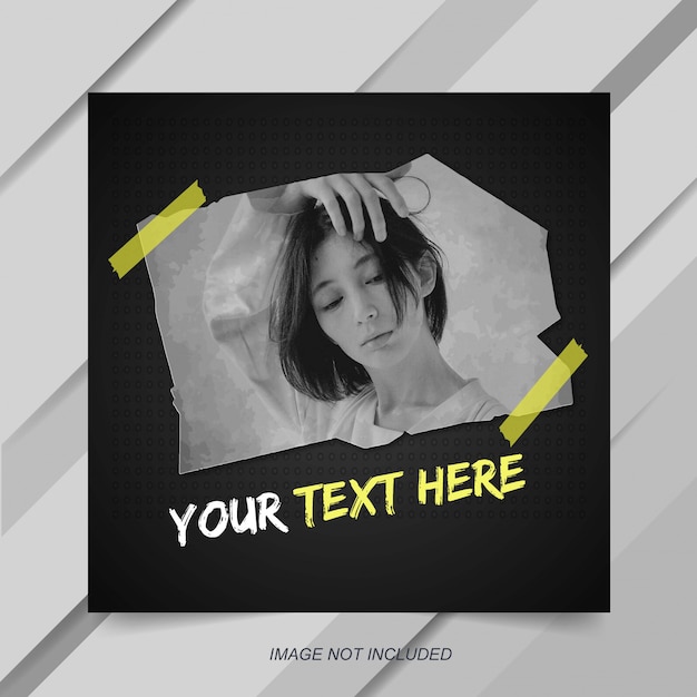 Vector old photo effect template for instagram post