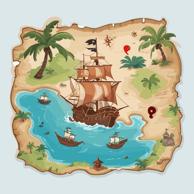 Vector old pirate map cartoon vector