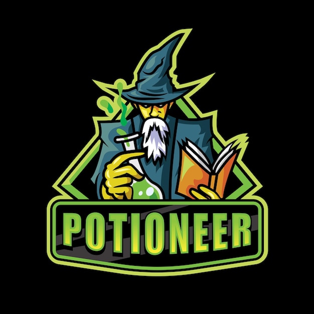 Vector old potioneer witcher mascot logo