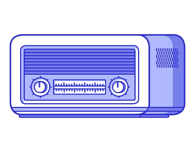 Vector old radio.retro vintage technology.musical player.